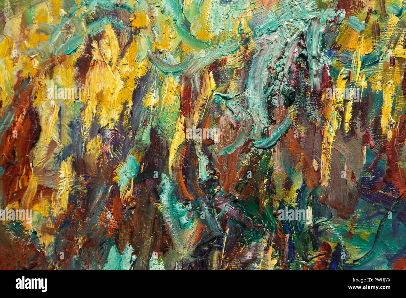 Detail des Gemäldes "japanische Brücke" (1918-1924) von der Französischen impressionistischen Malers Claude Monet auf Anzeige an seine retrospektive Ausstellung in der Albertina in Wien, Österreich. Die Ausstellung, die der Gründer der Französischen impressionistischen Malerei wird bis zum 6. Januar 2019 gewidmet. Stockfoto