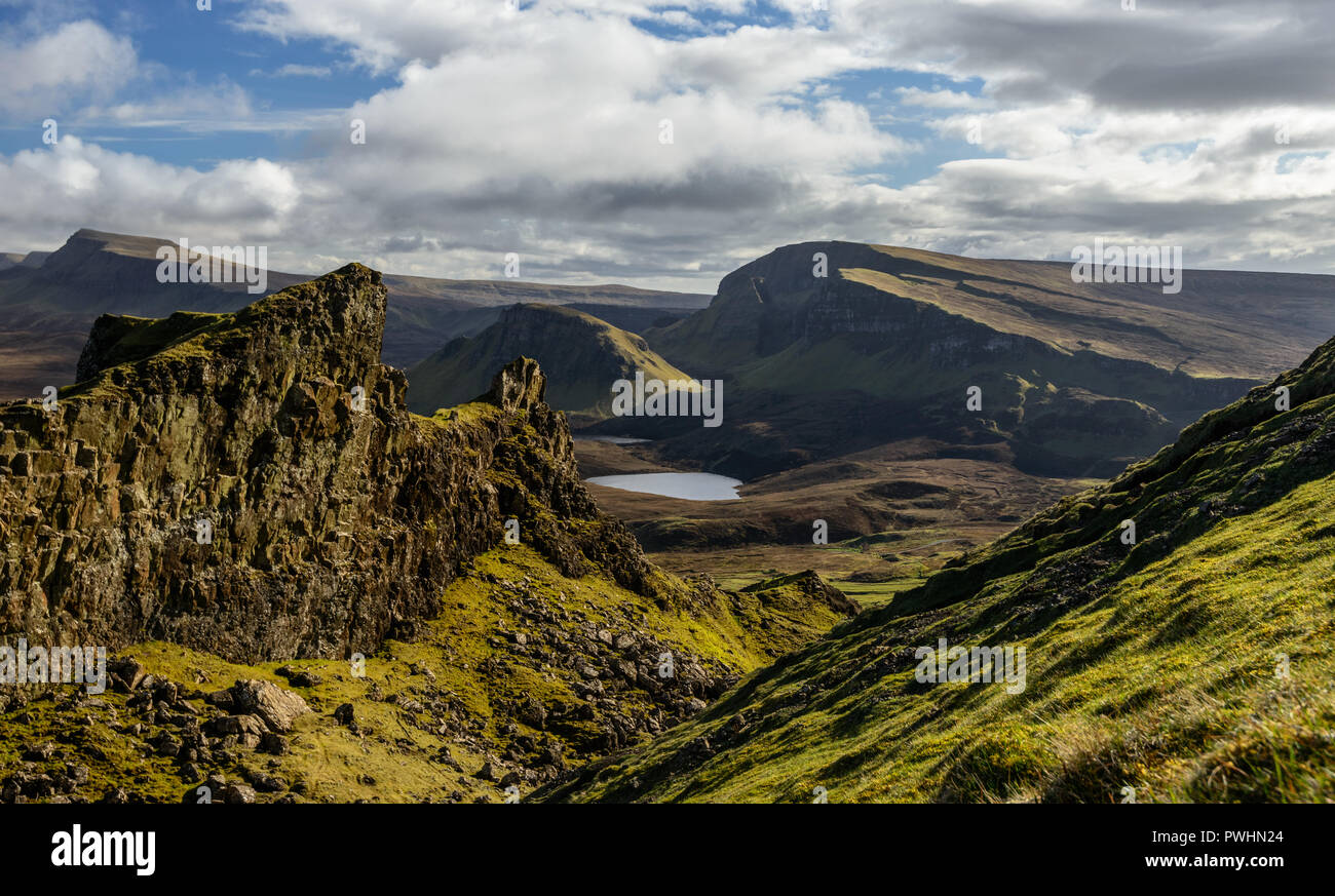 Serpentinen, die quiraing, trotternish Ridge, Isle of Skye, Schottland, Großbritannien Stockfoto