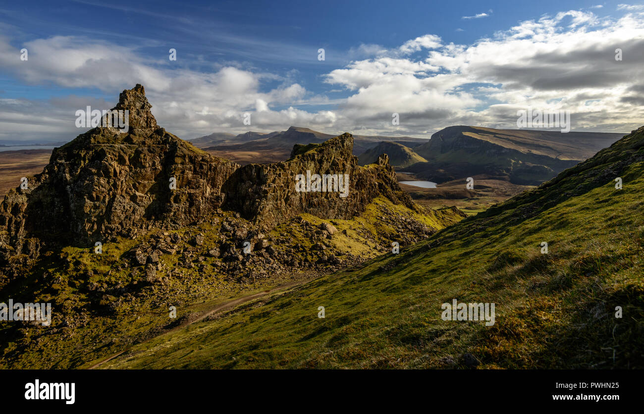 Serpentinen, die quiraing, trotternish Ridge, Isle of Skye, Schottland, Großbritannien Stockfoto