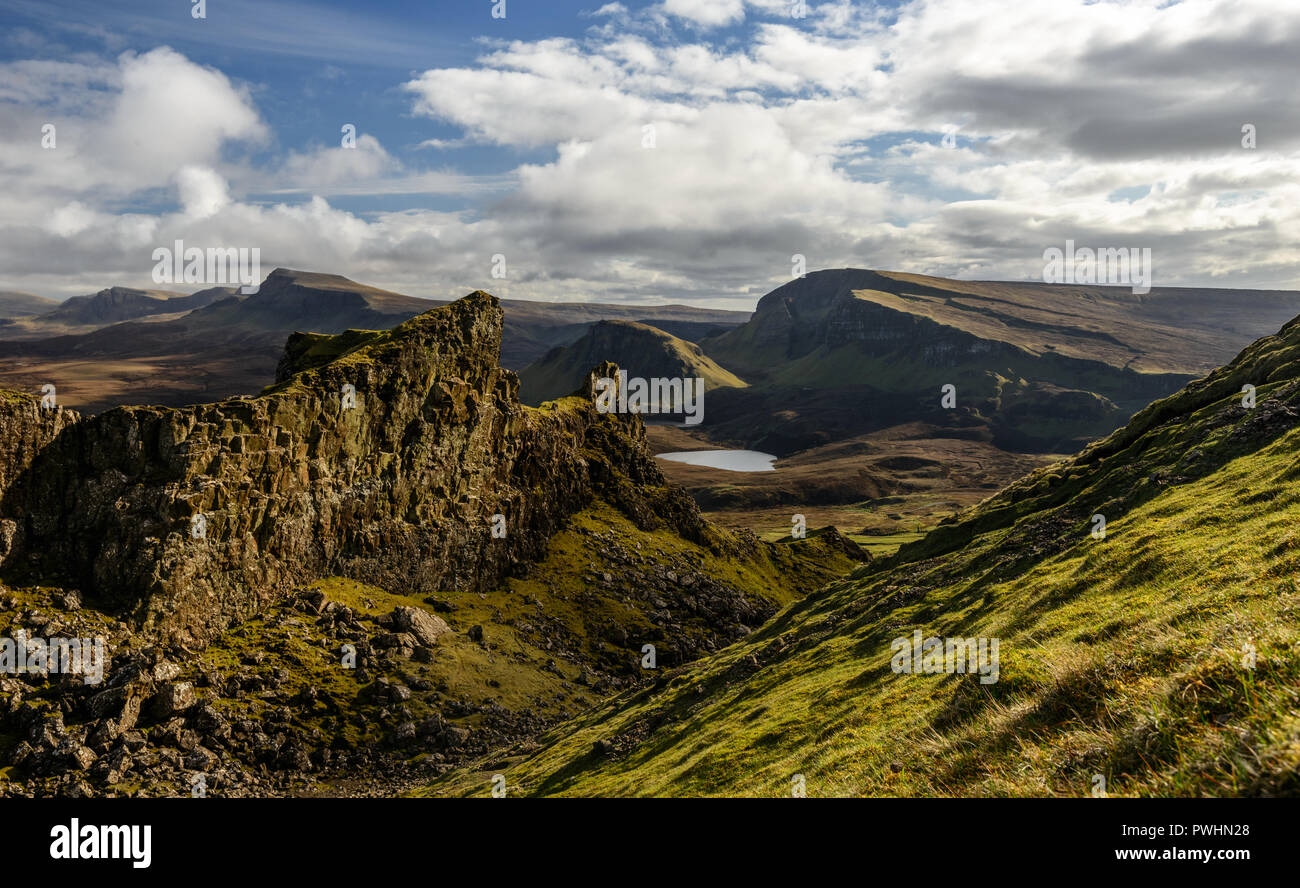 Serpentinen, die quiraing, trotternish Ridge, Isle of Skye, Schottland, Großbritannien Stockfoto
