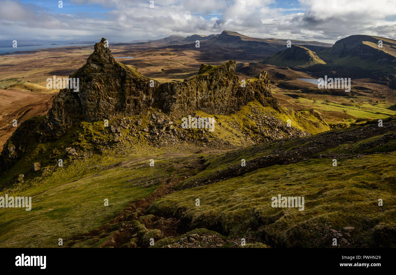 Serpentinen, die quiraing, trotternish Ridge, Isle of Skye, Schottland, Großbritannien Stockfoto