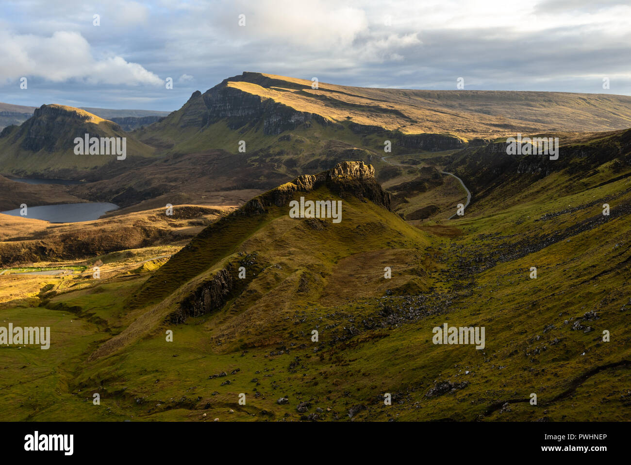 Serpentinen, die quiraing, trotternish Ridge, Isle of Skye, Schottland, Großbritannien Stockfoto