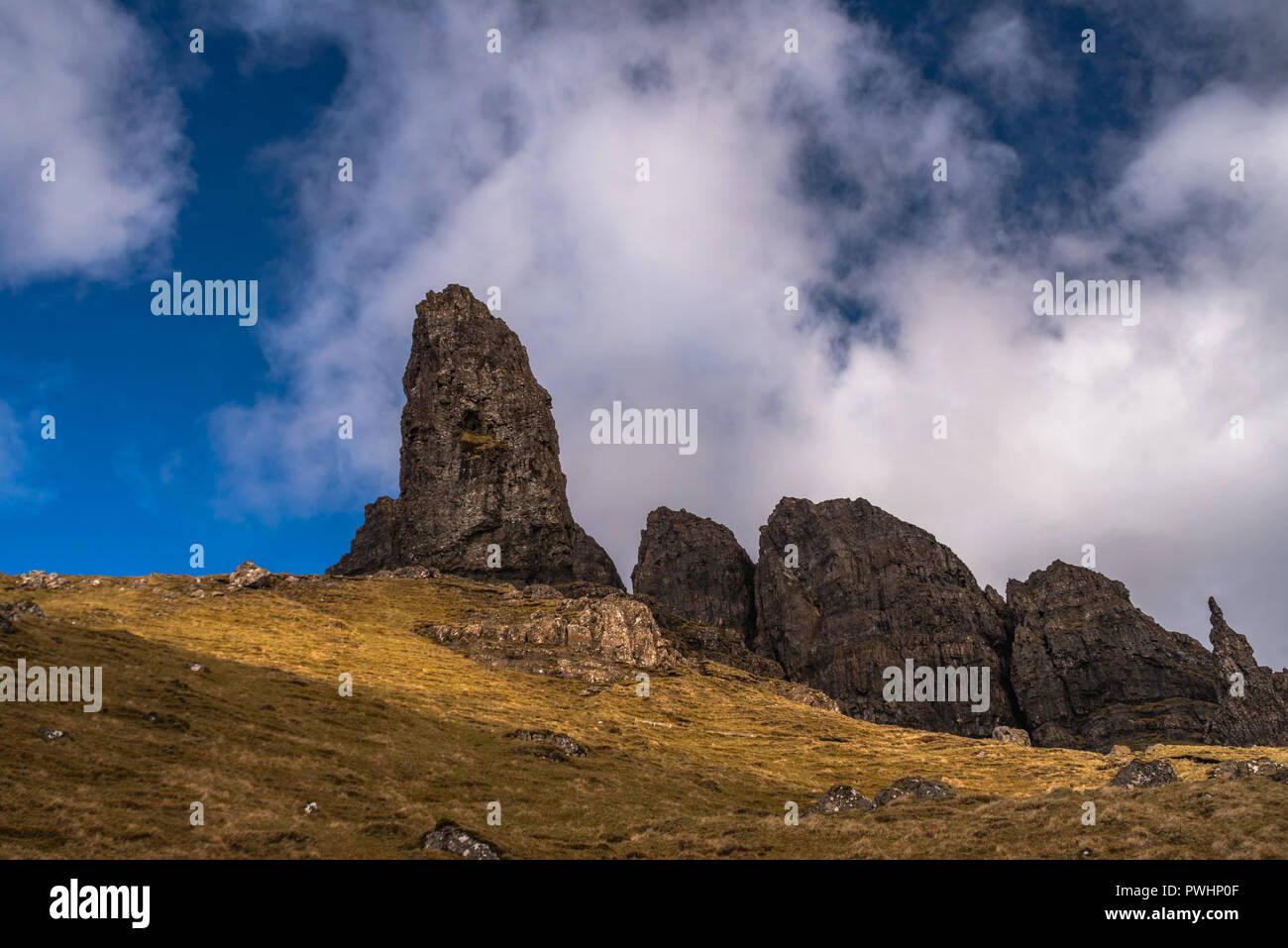 Der alte Mann von Storr, Trotternish, Isle of Skye, Schottland, Großbritannien Stockfoto