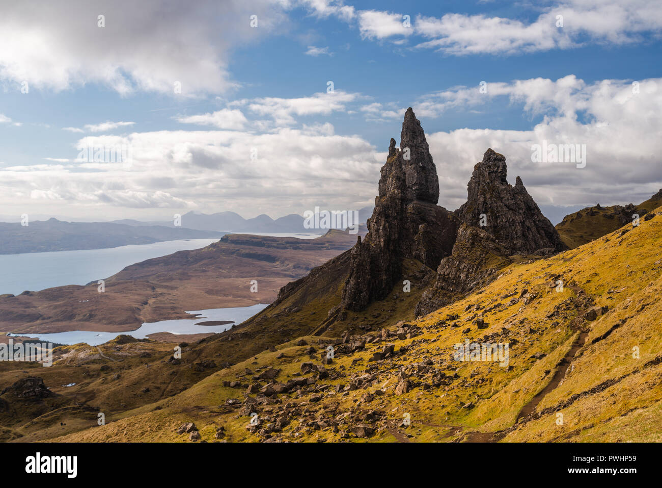 Der alte Mann von Storr, Trotternish, Isle of Skye, Schottland, Großbritannien Stockfoto