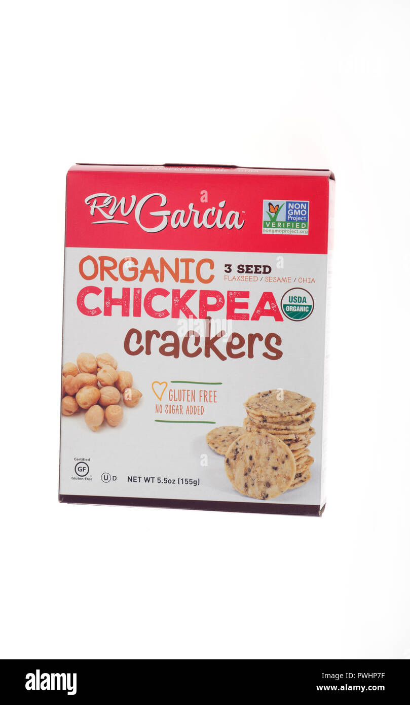 RW Garcia Bio GVO-frei, Glutenfrei Kichererbse Cracker Stockfoto