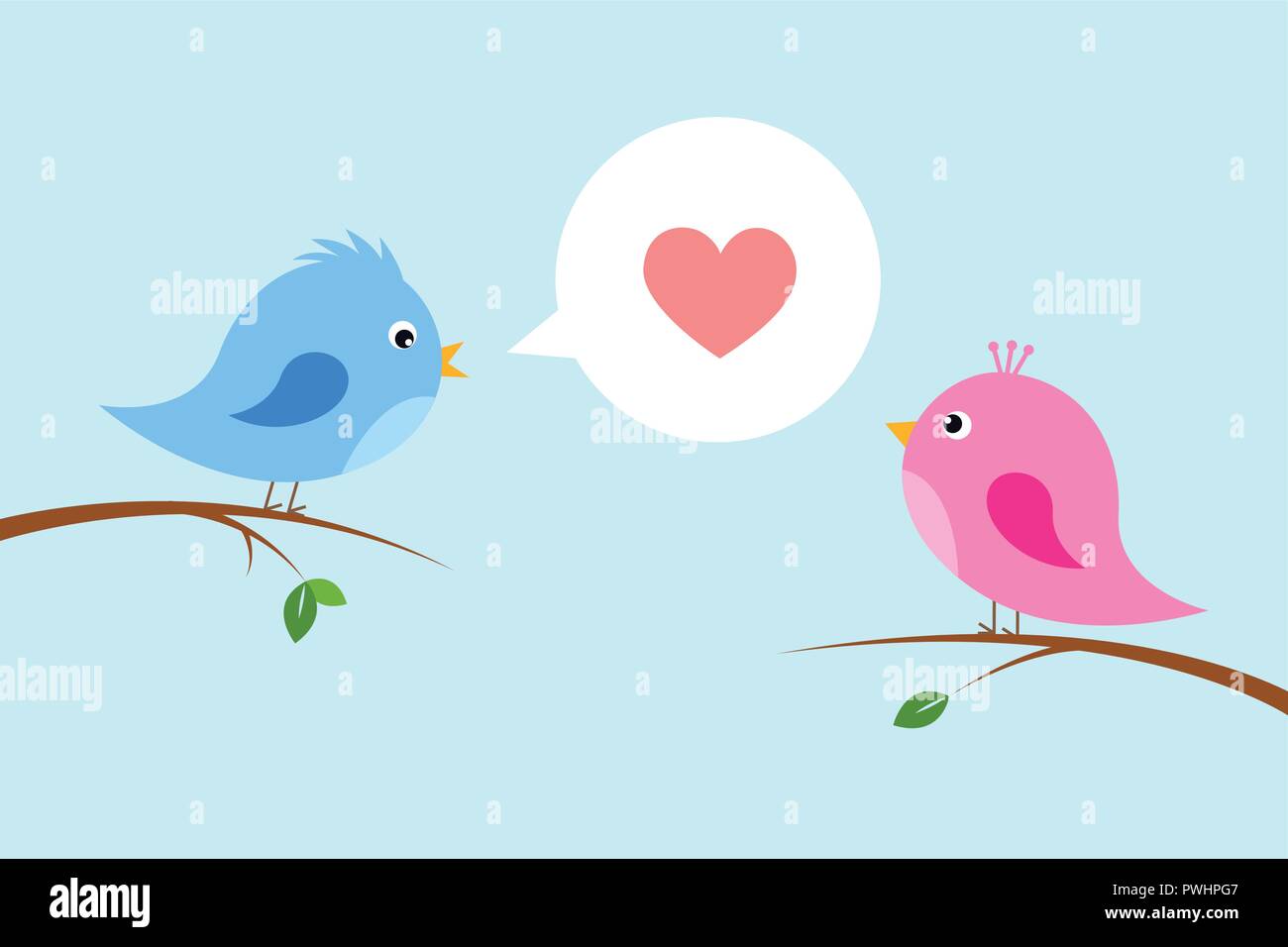 Paar niedlichen Vögel in Liebe Vector Illustration Stock Vektor