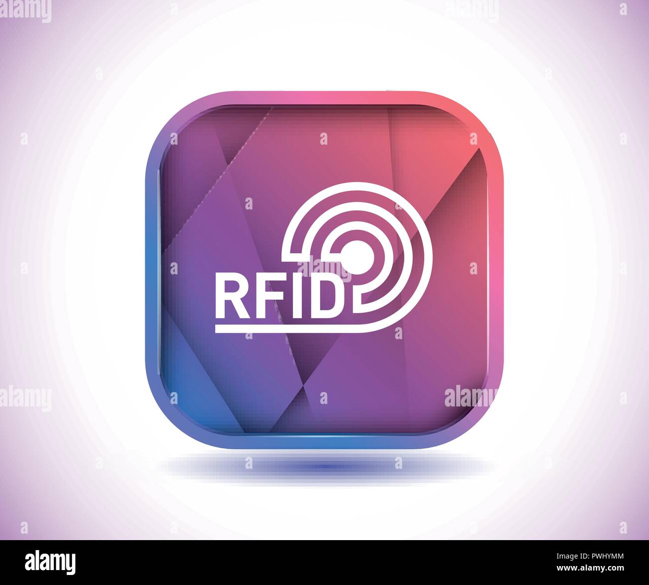 RFID-Symbole auf der violetten quadratischen Taste Stock Vektor