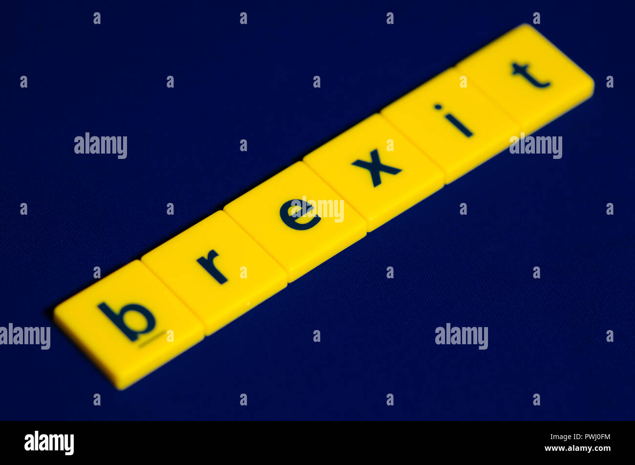 Brexit Buchstaben in Gelb und Blau Stockfoto