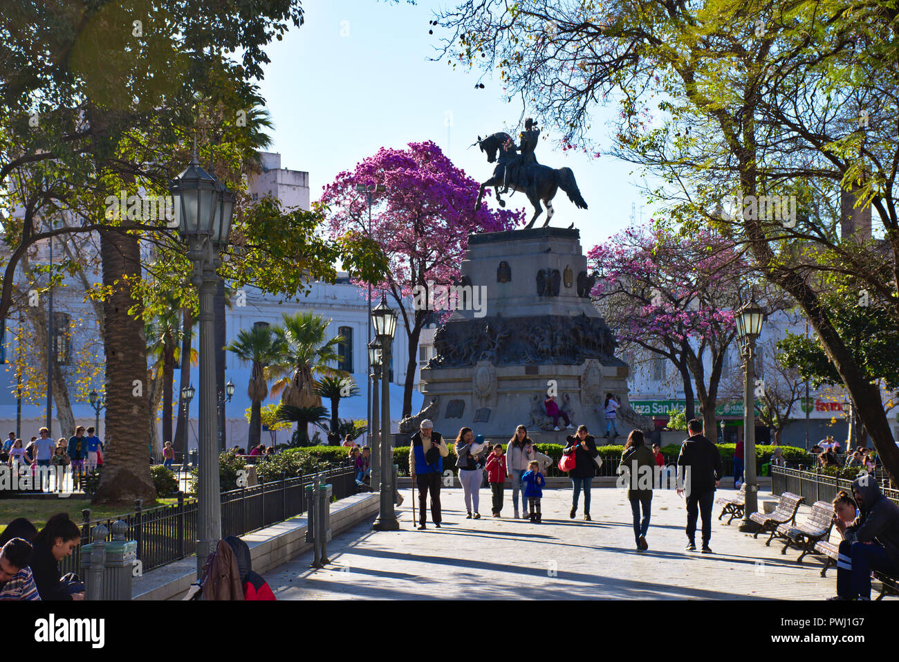 Der Plaza San Martín Platz in Cordoba - Argentinien Stockfoto