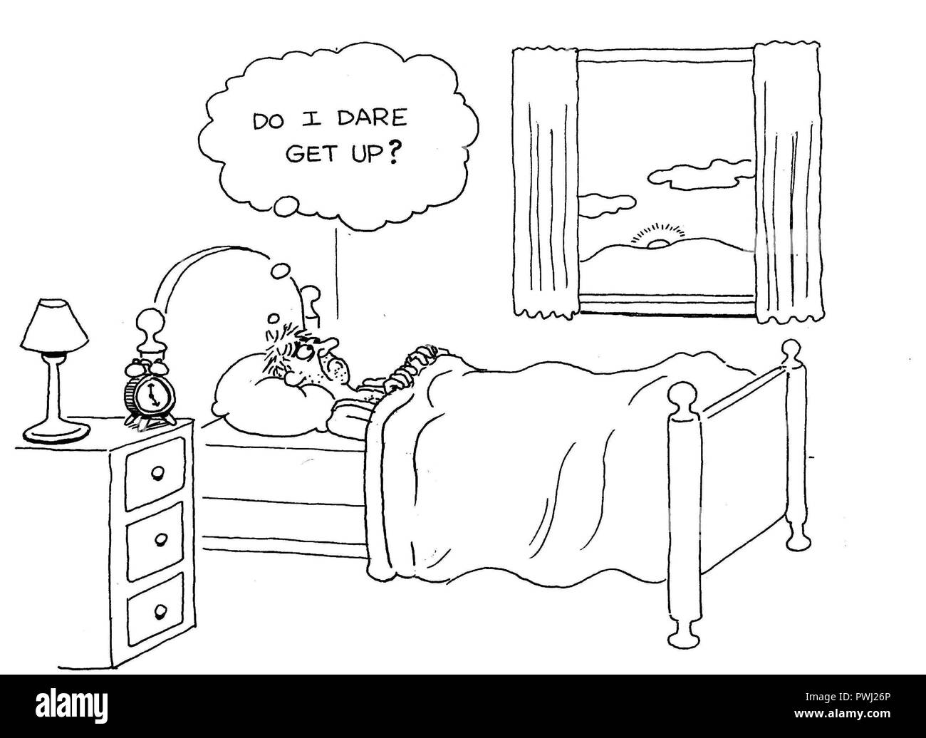 Ein Mann ist mit Tiefstand gefüllt Stockfoto