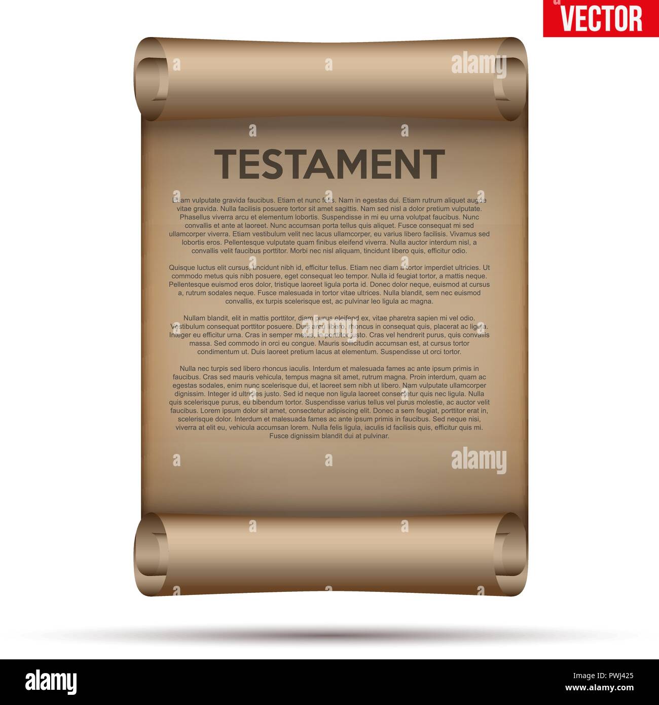 Alte gescrollt Papier mit Testament Stock Vektor Alte gescrollt Papier mit Testament Stock Vektor