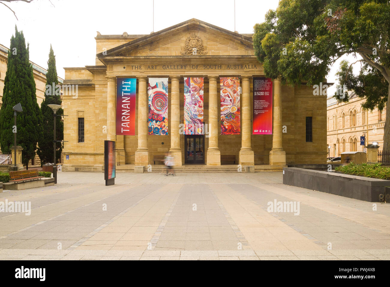 Blick auf den Eingang des kunst-Galerie von Australien in Adelaide, Australien. Stockfoto