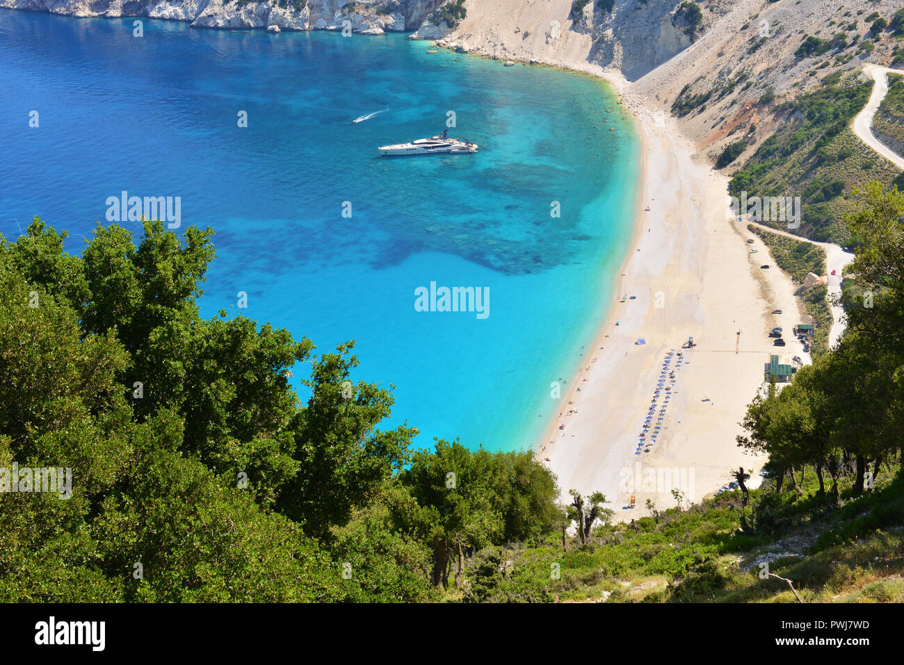 Berühmten Strand Mirtos auf der Insel Kefalonia in Griechenland Stockfoto
