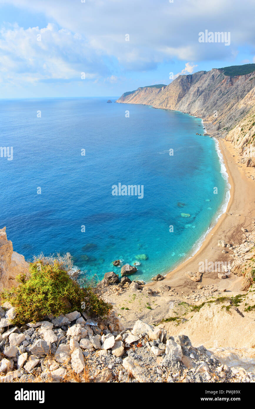 Berühmten Strand Platia Ammos auf der Insel Kefalonia in Griechenland Stockfoto