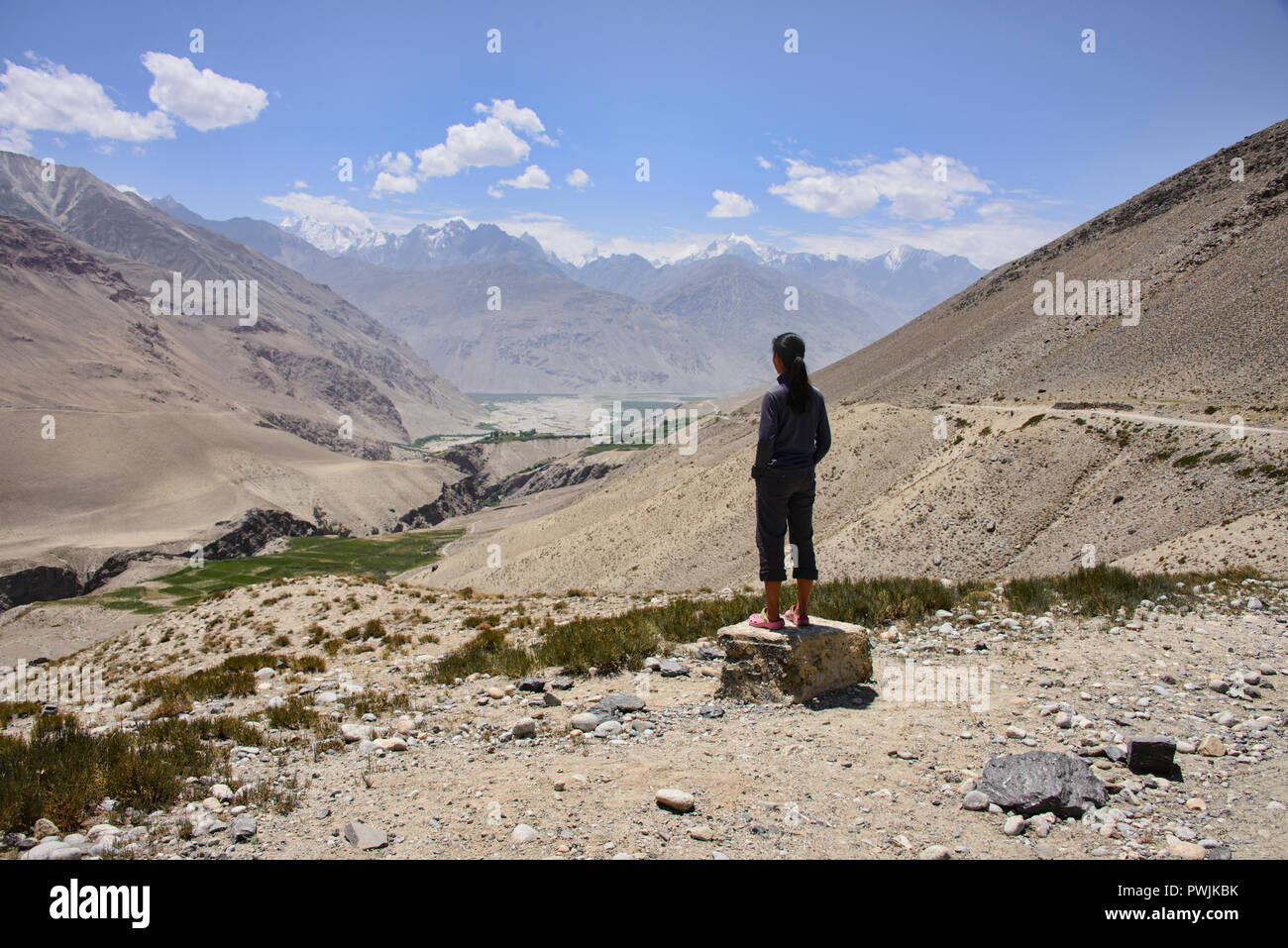 Der Blick in die wakhan Valley und Afghanistan Hindu Kush, Langar, Tadschikistan Stockfoto