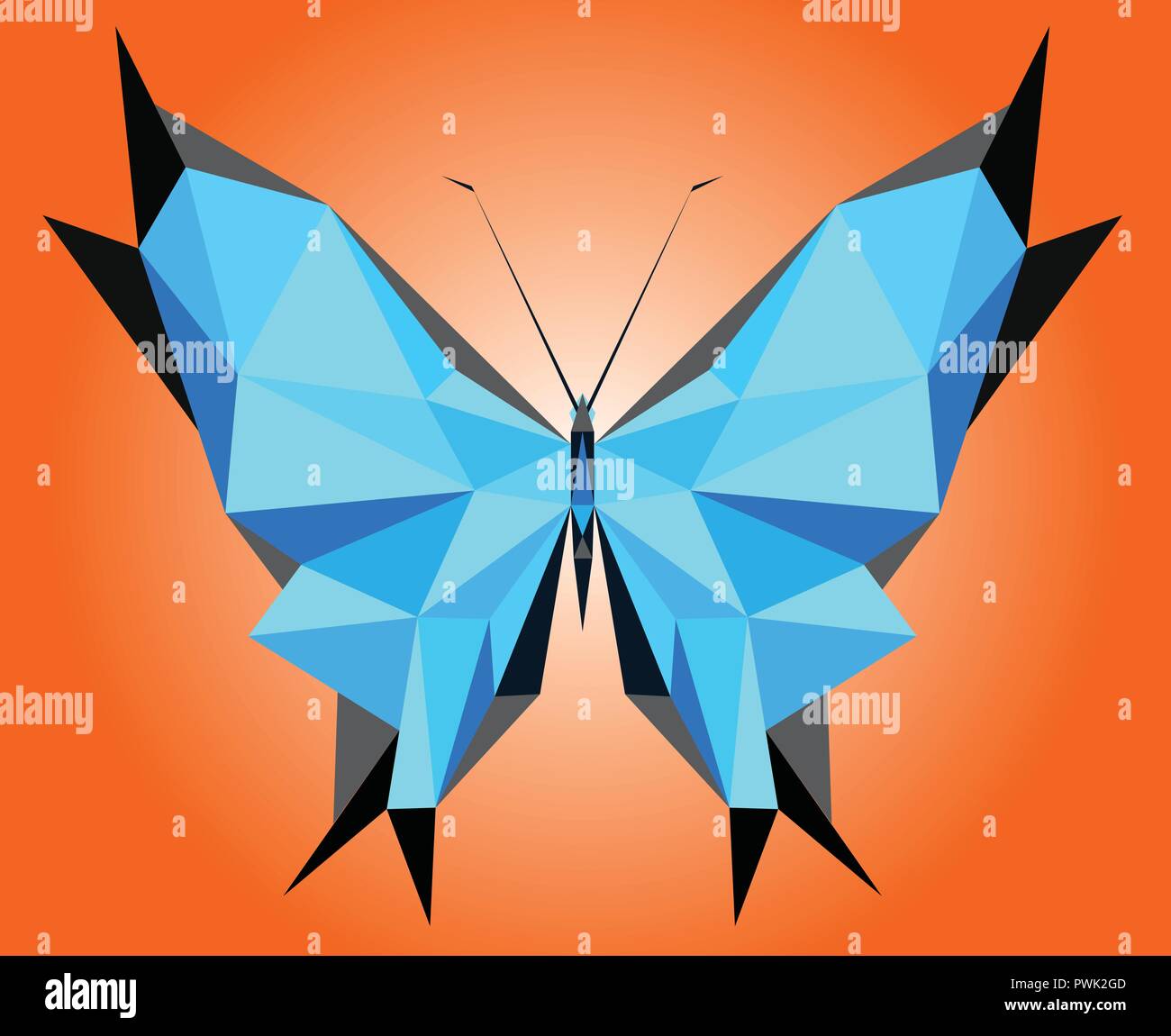 Low Poly abstarct geometrics illustrierte Darstellung eines blauen Morpho didius Schmetterling Stock Vektor