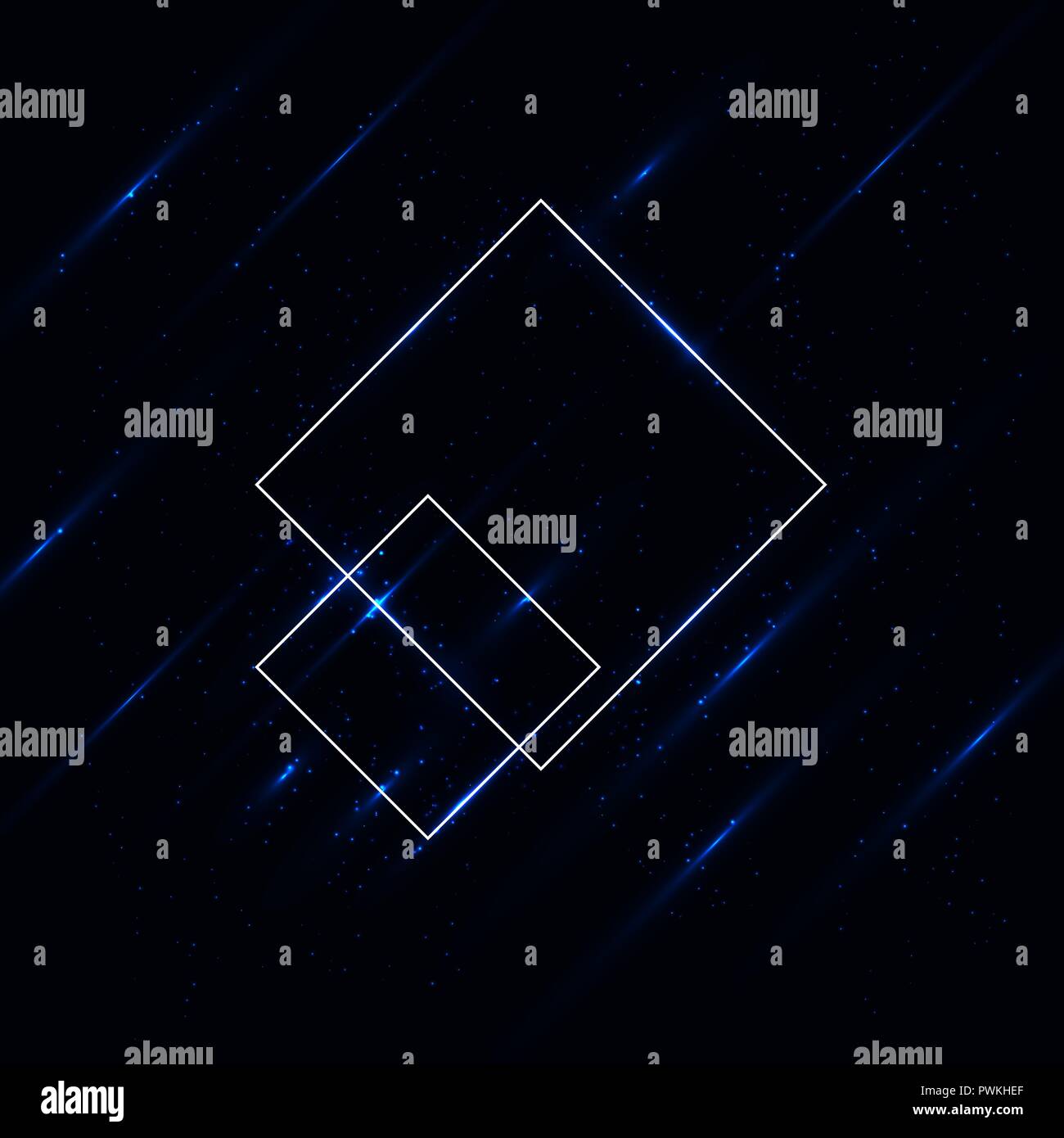 Blaue, leuchtende abstrakte rhombs und Shooting Stars. Schöne abstrakte kosmischen Hintergrund. Kreative kosmischen Raum Abbildung. Stock Vektor