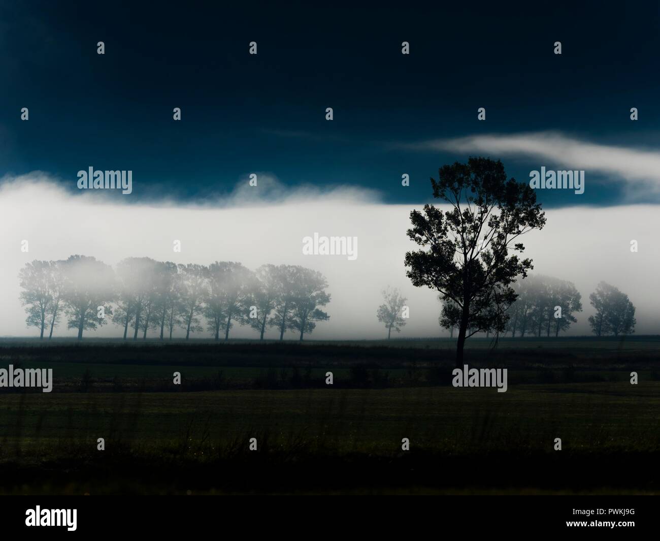 Morgen Land Landschaft dramatische dunkles Bild Stockfoto