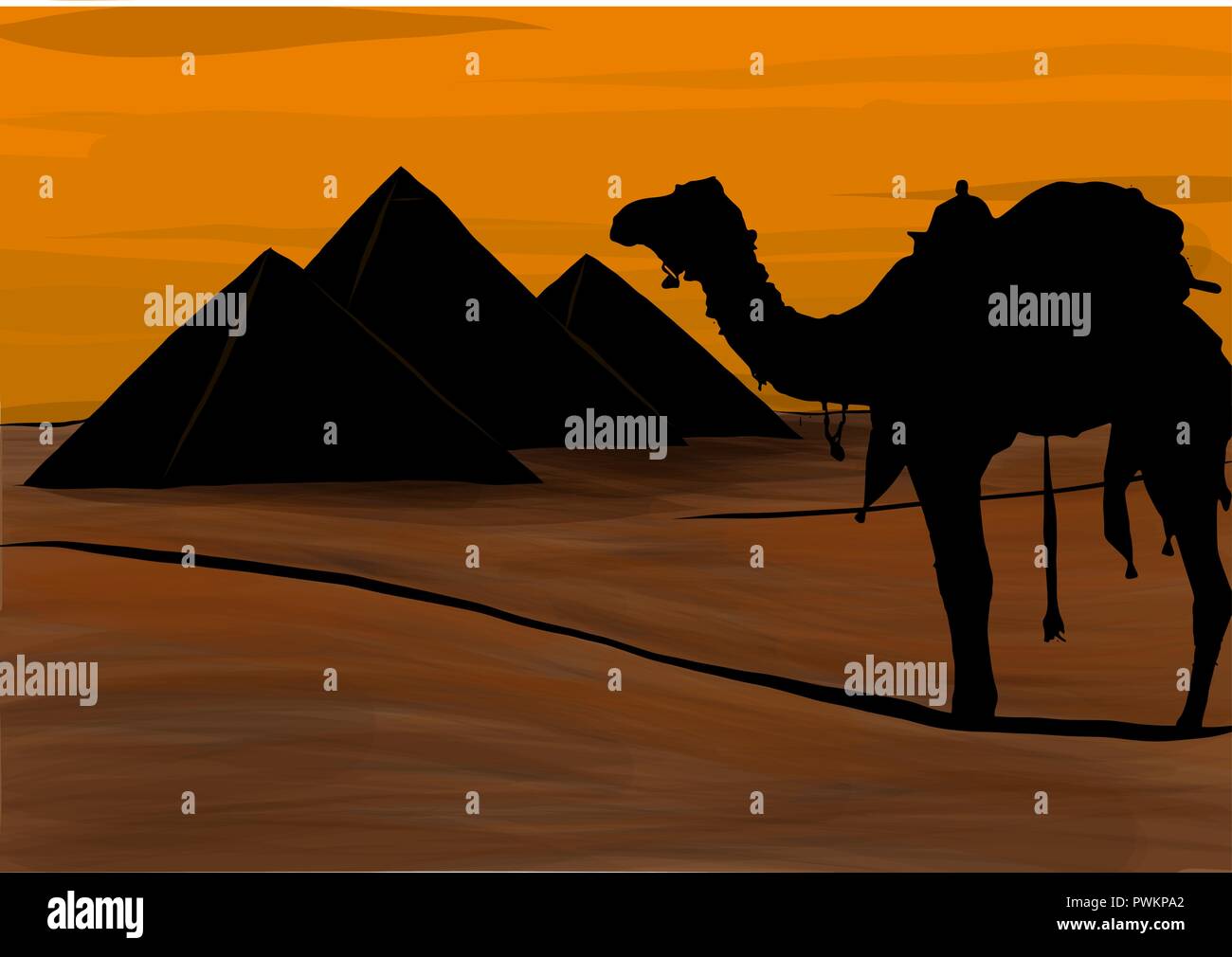 Ägypten, die Pyramiden von Gizeh, Vector Illustration Stock Vektor