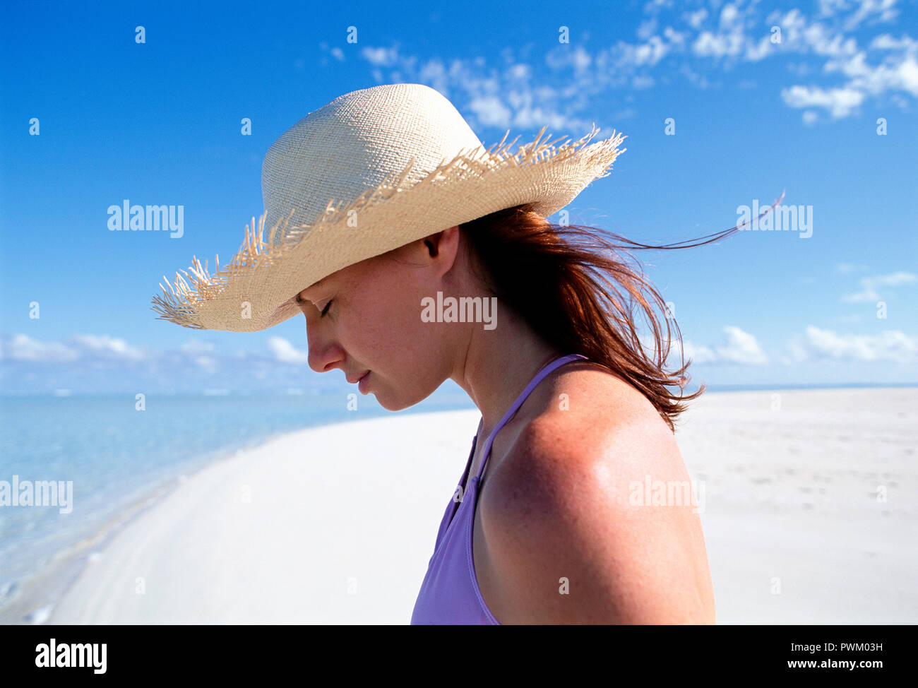 Frau Erholung am Strand in Mexiko Stockfoto