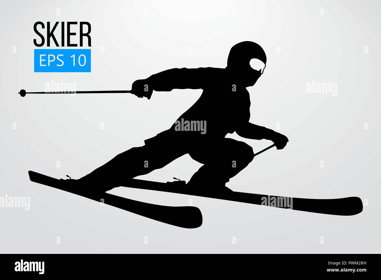 Silhouette von Skifahrer isoliert springen. Vector Illustration Stock Vektor