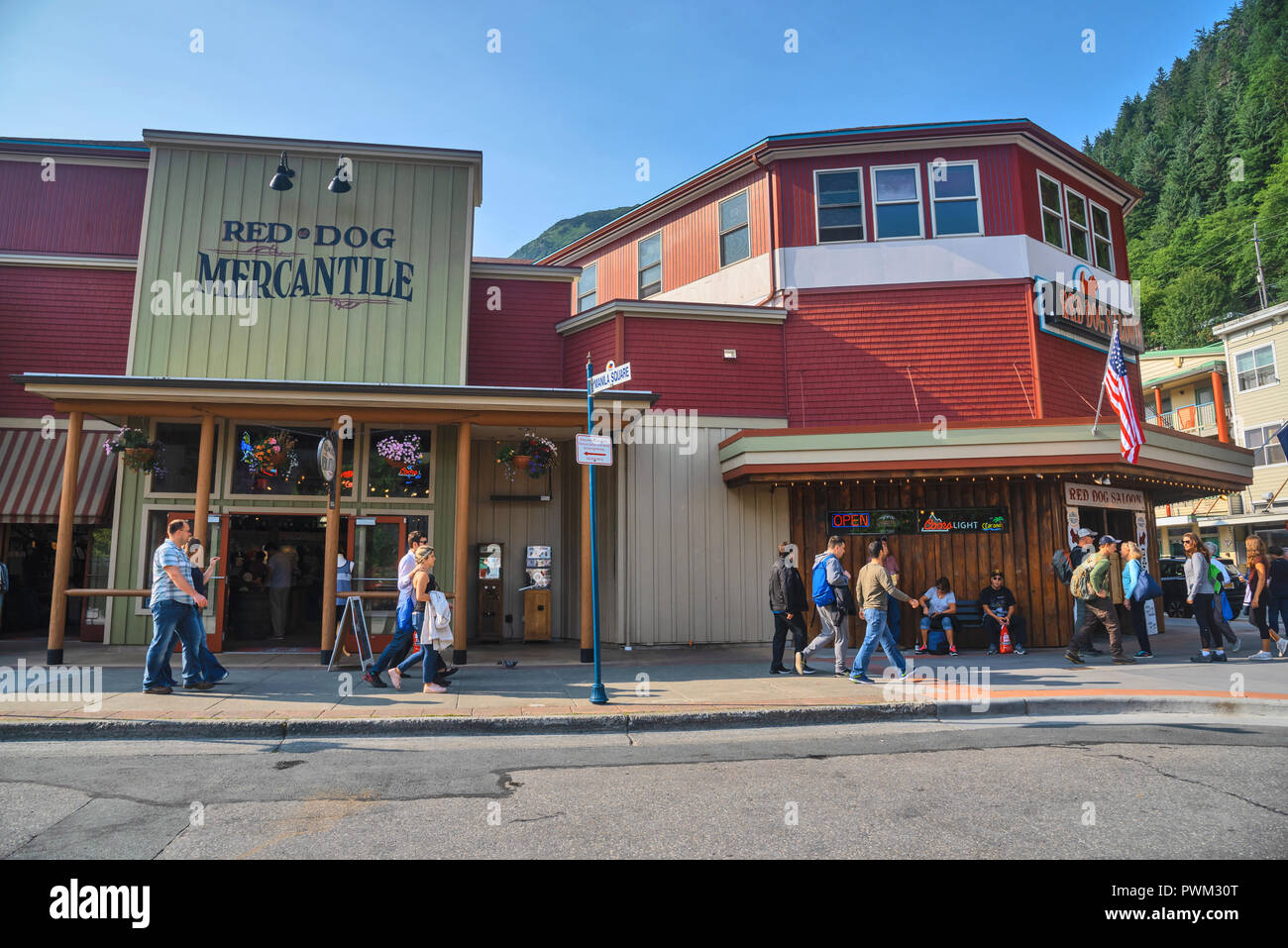 Die Red Dog Saloon Red Dog Saloon - trinken Einrichtung, die Stadt und Gemeinde von Juneau, der Hauptstadt von Alaska, USA Stockfoto