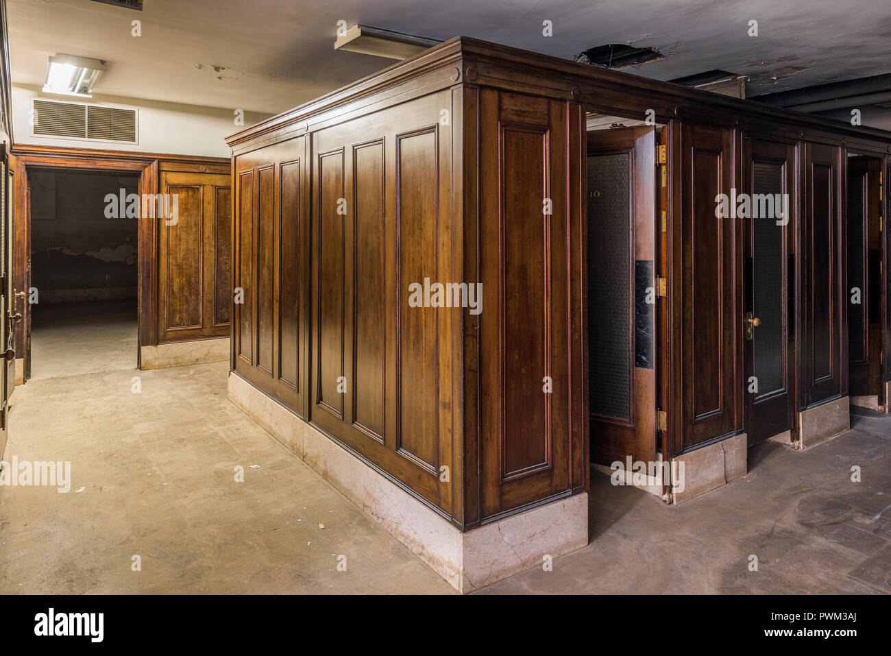 Bank vault im Untergeschoss des Gary State Bank Gebäude Stockfoto