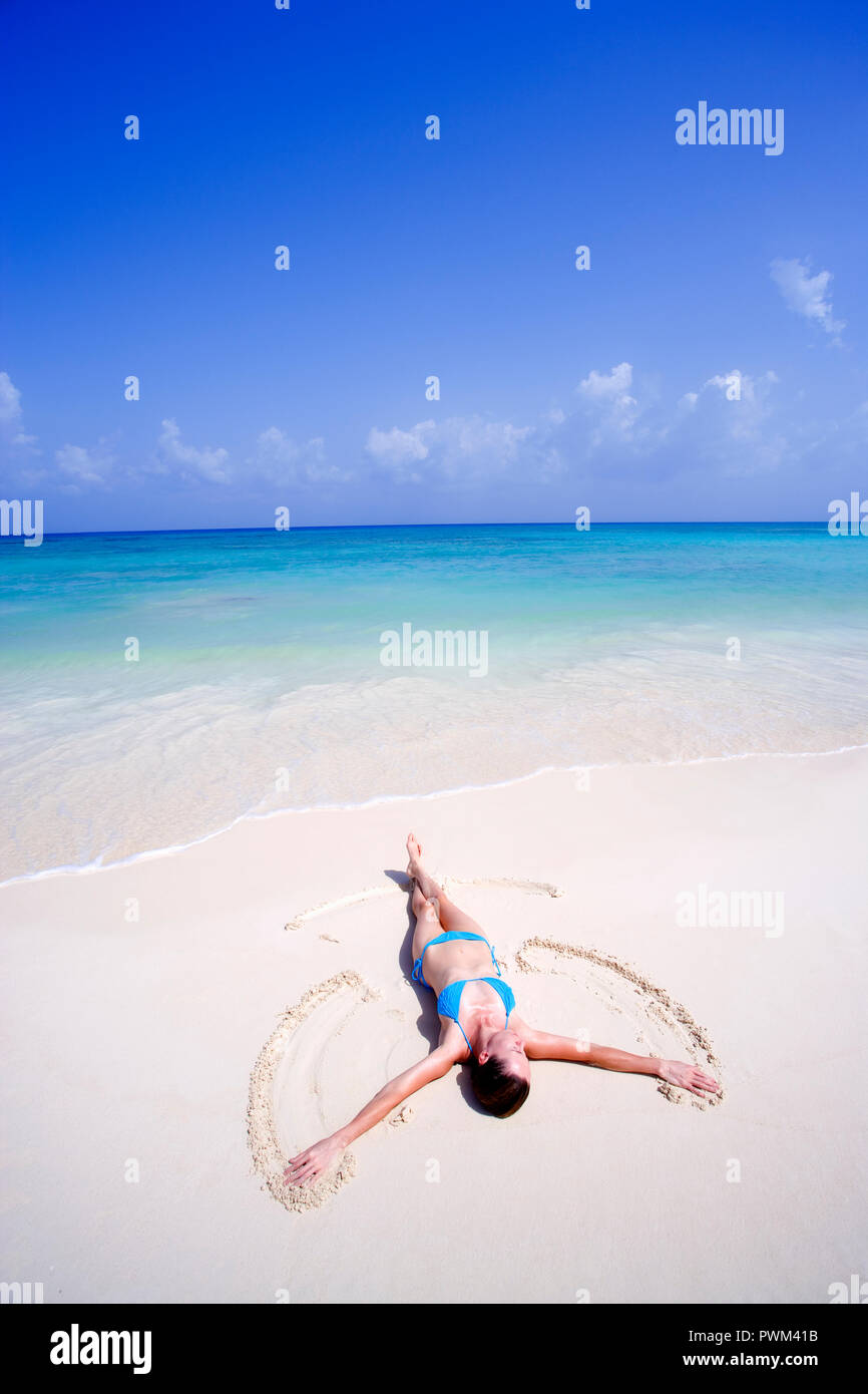 Frau Erholung am Strand in Mexiko Stockfoto