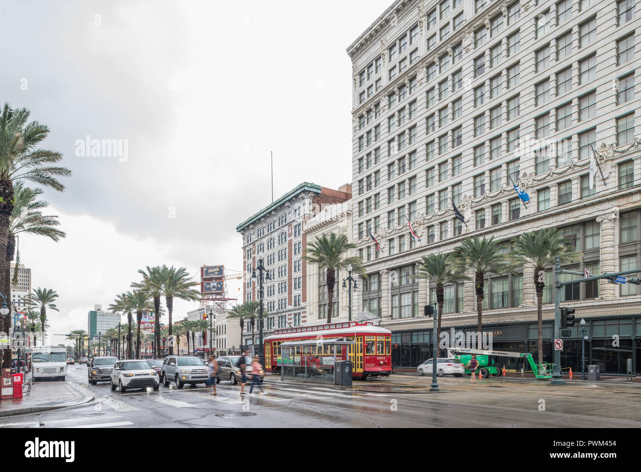 Gebäude auf der Canal Street in der Innenstadt von New Orleans Stockfoto