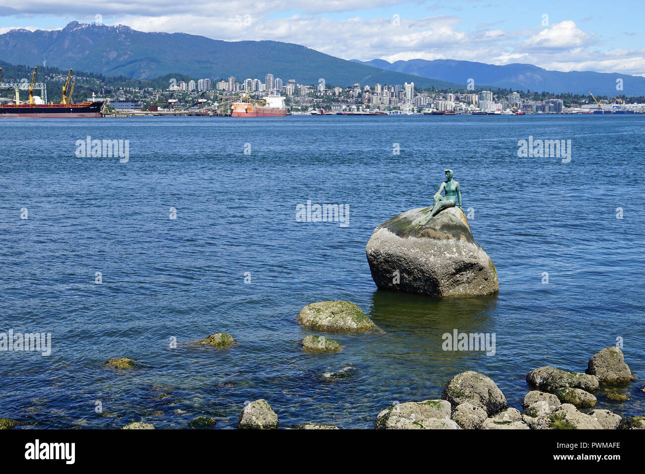 Mädchen im Neoprenanzug, Skulptur an der Stanley Park, Vancouver, Kanada Stockfoto