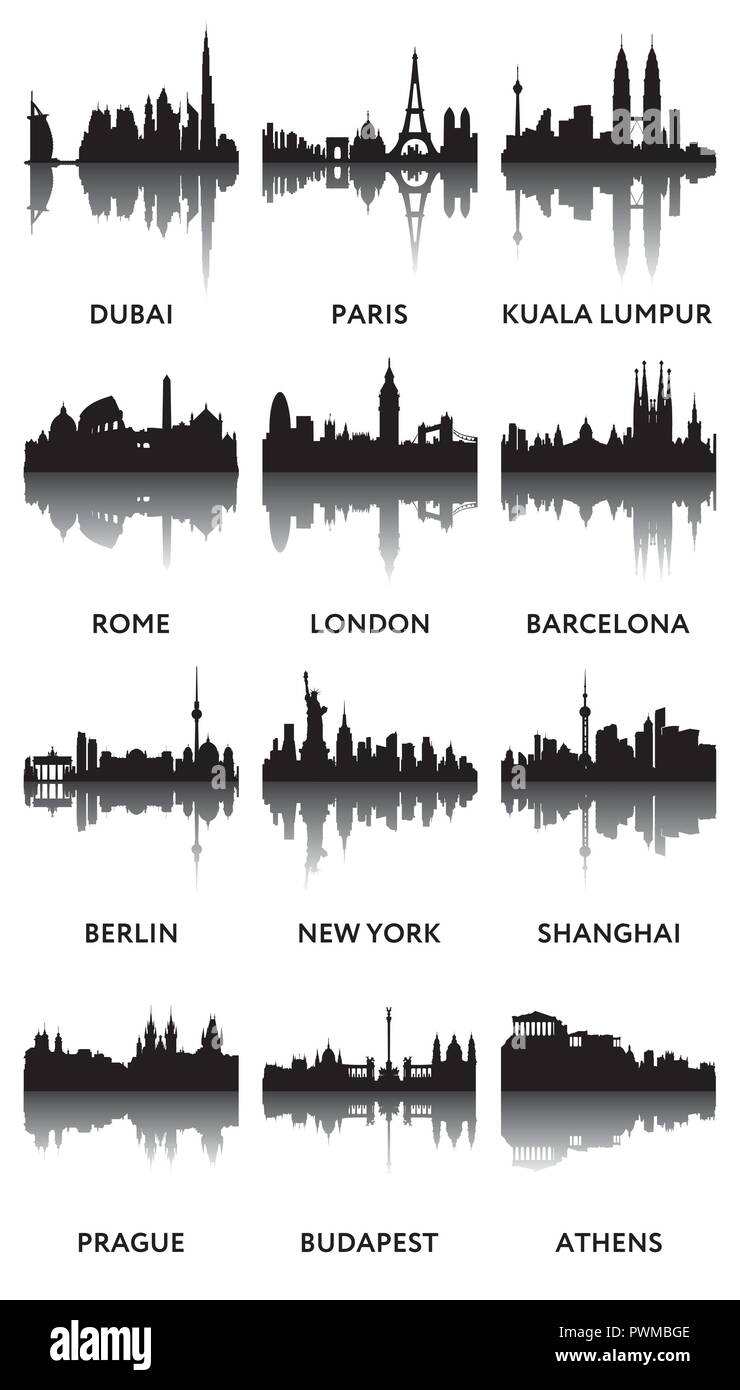 Silhouetten der Stadt Panoramen skyline Vector Illustration Stock Vektor