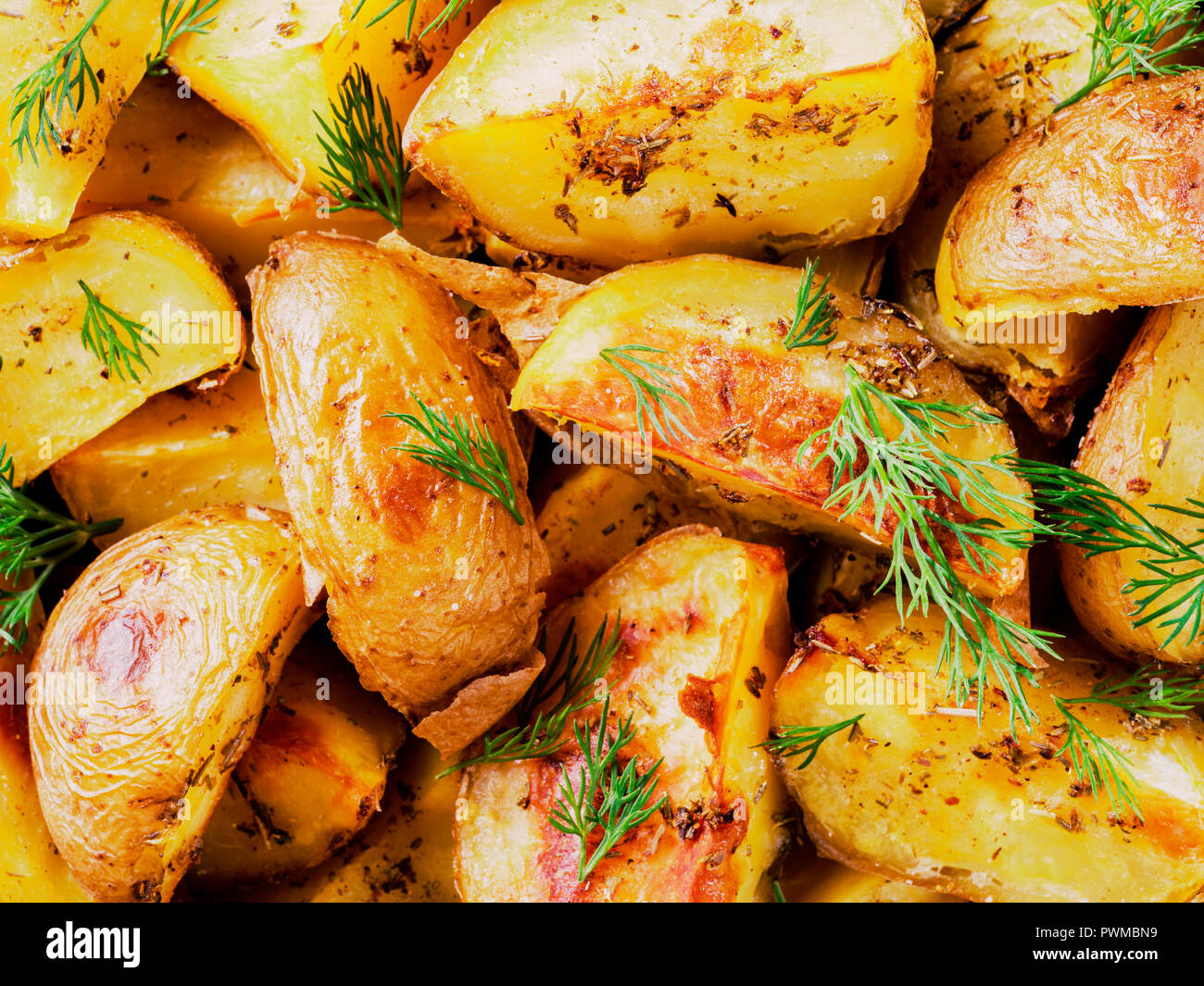 Nahaufnahme des gesicherten Kartoffeln als Muster. Essen-Hintergrund Stockfoto