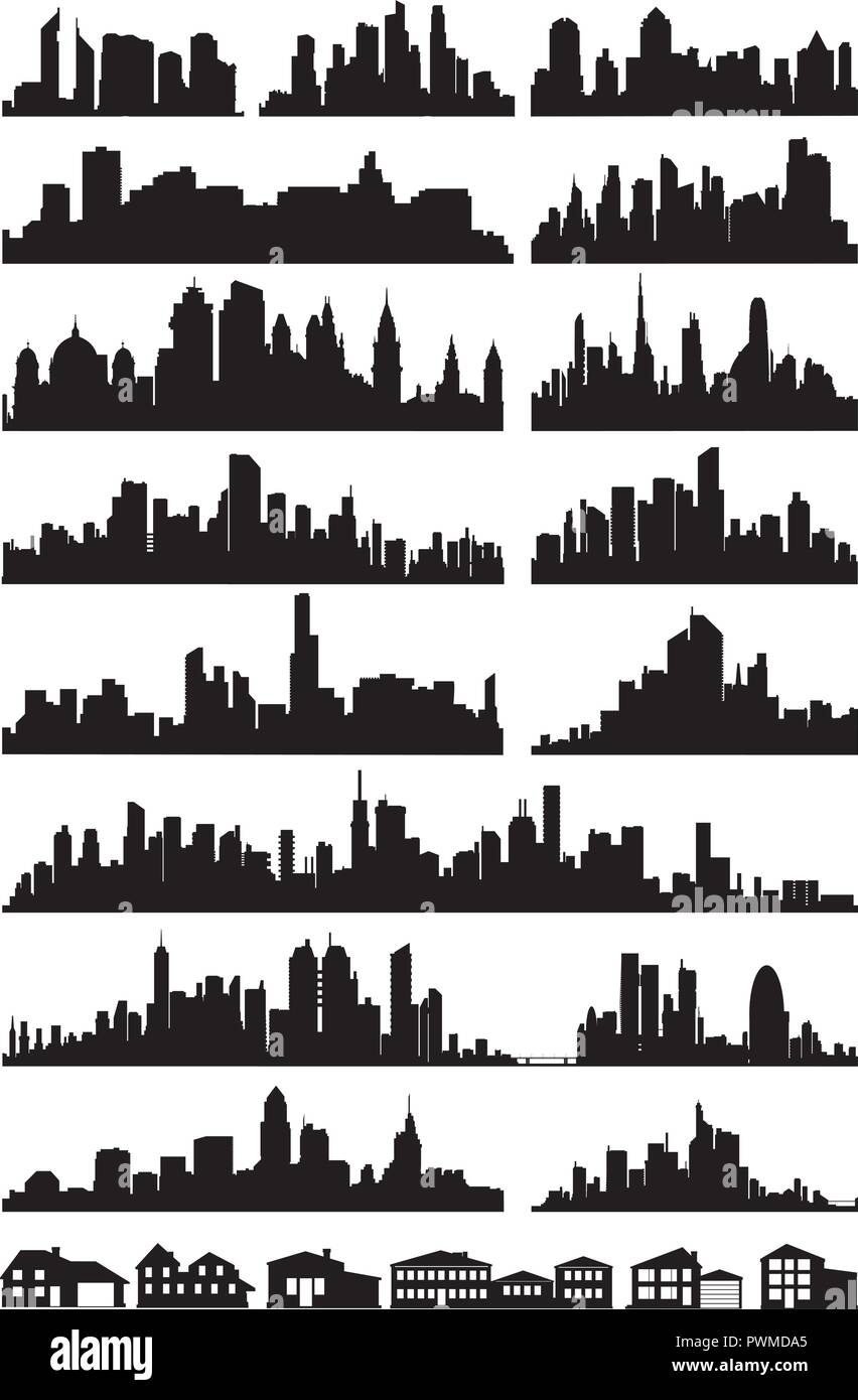 Detaillierte Stadt ​​silhouette Vektor skyline Big City Stock Vektor