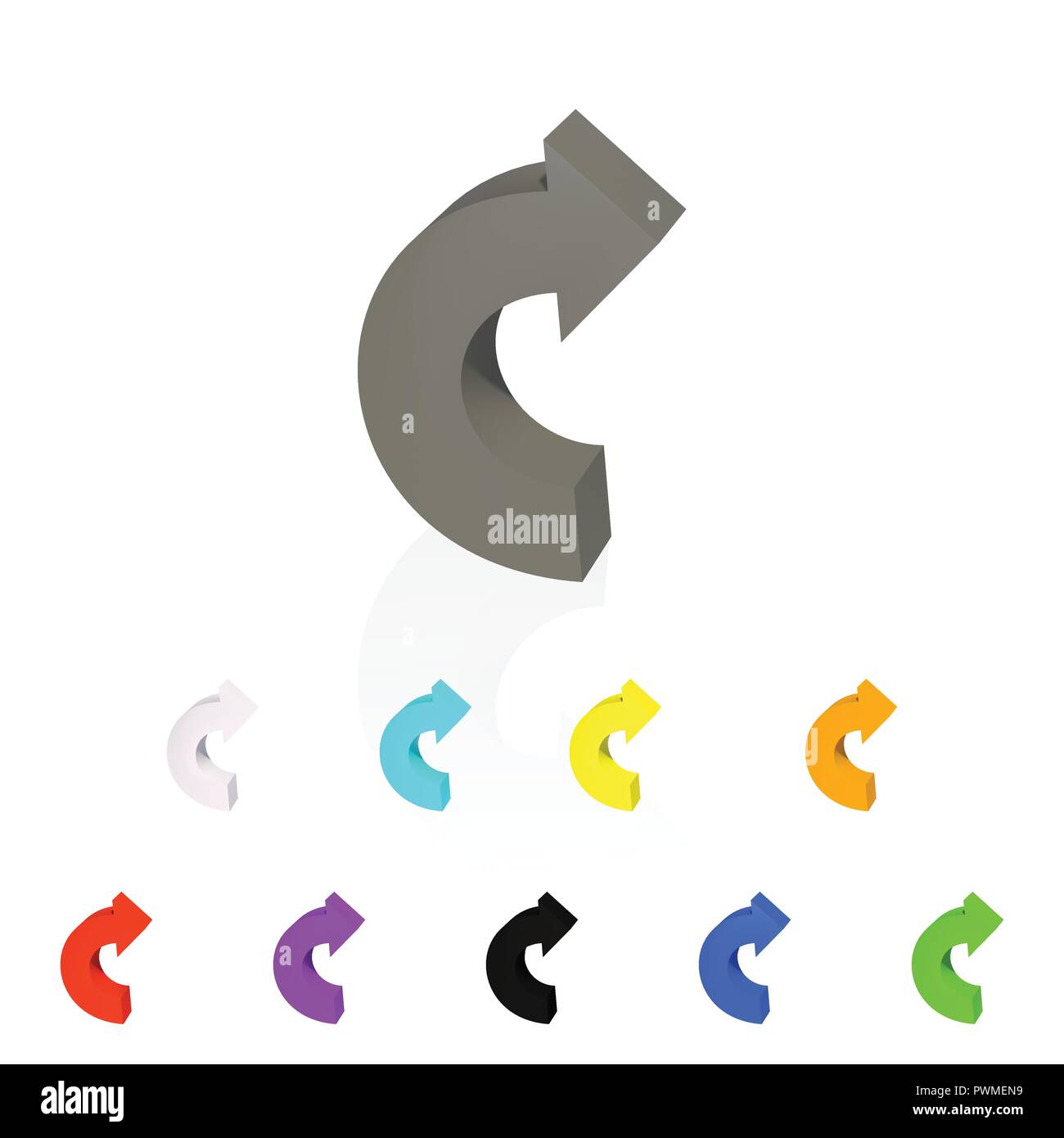 Pfeilsatz. 3D. Die Richtungsumkehr. Vektorabbildung. Stock Vektor