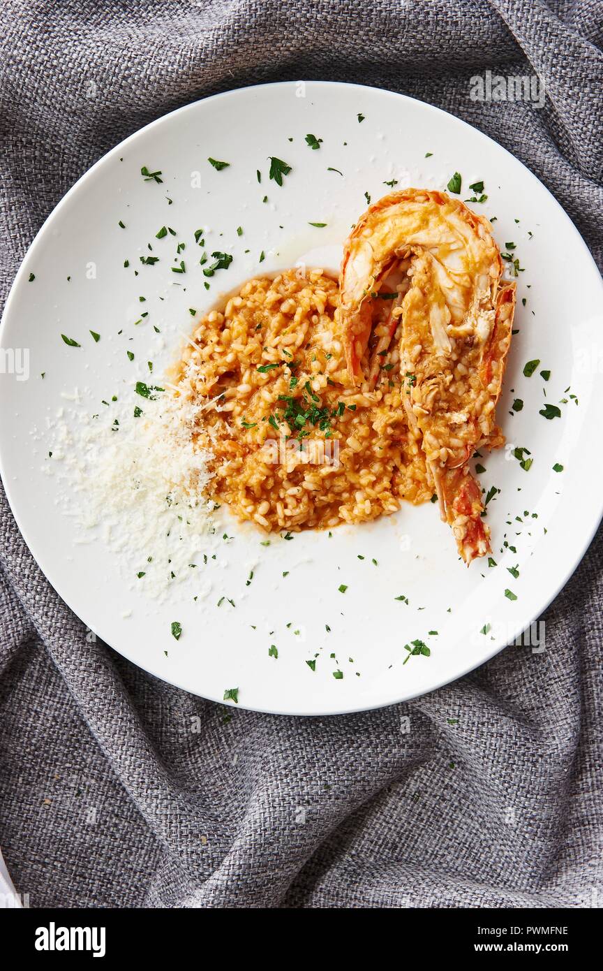 Risotto mit Hummer Stockfoto