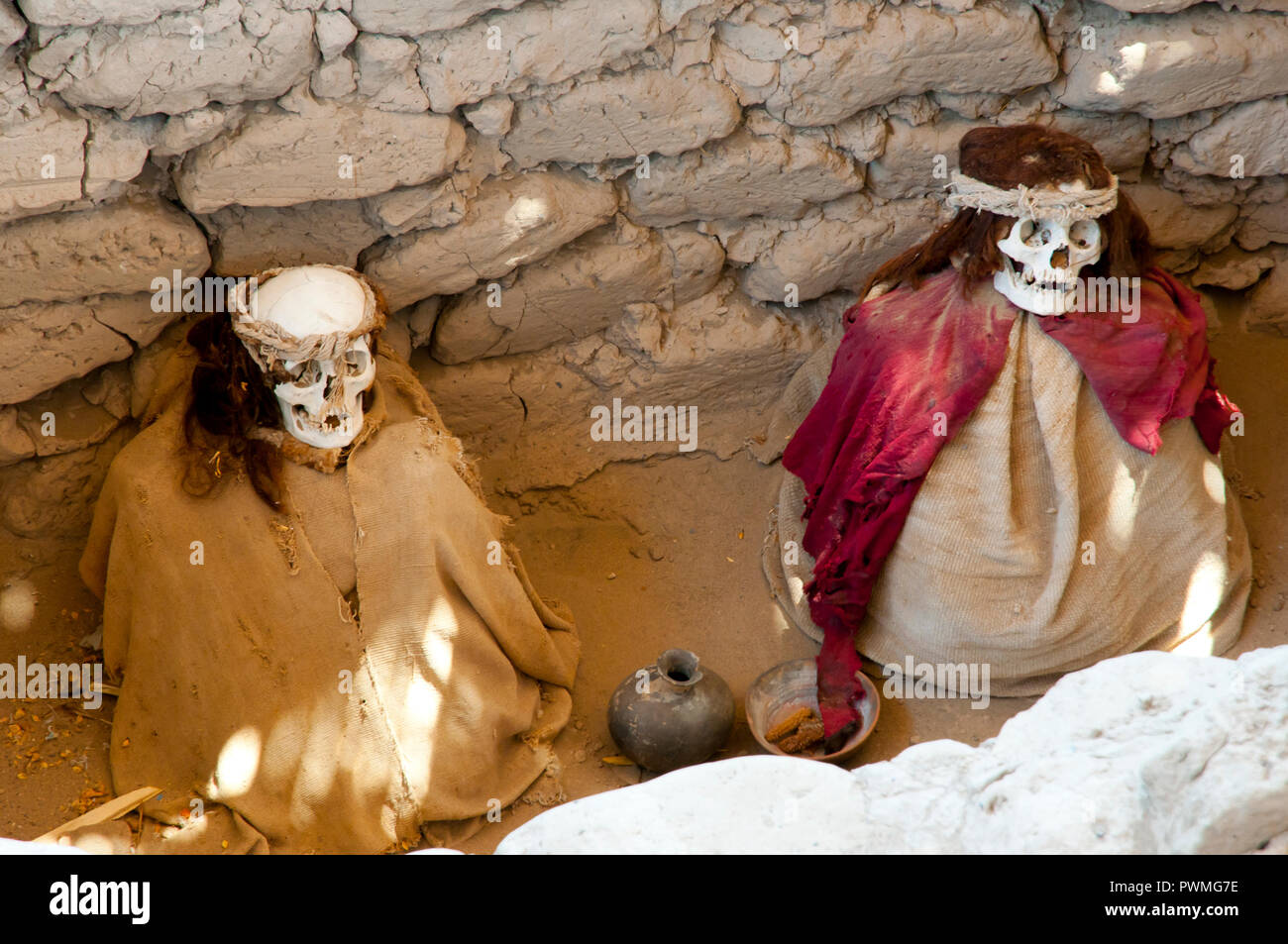 Mumien - Chauchilla Friedhof - Peru Stockfoto