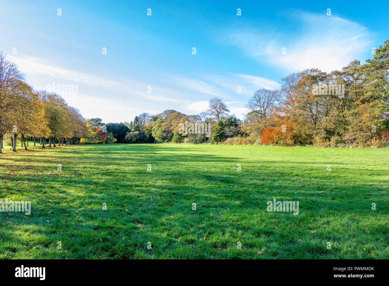 Eglinton Park Irvine North Ayrshire. Öffentliche Park im Herbst mit schönen Herbstfarben in Schottland Stockfoto