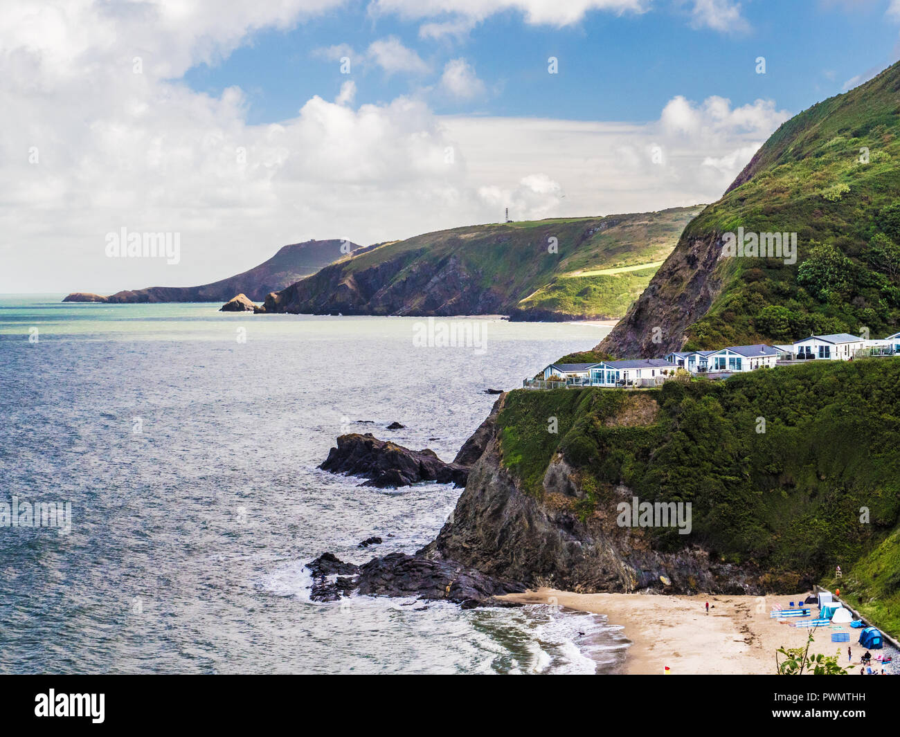 Tresaith Strand an der walisischen Küste in Ceredigion. Stockfoto