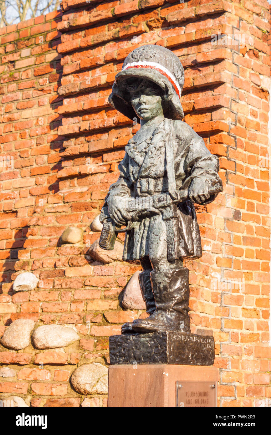 Warschau, Polen - 23. November 2017: Denkmal für die kleinen Aufständischen Gedenken an Kindersoldaten, die an der Warschauer Aufstand von 1944 nahm. Stockfoto