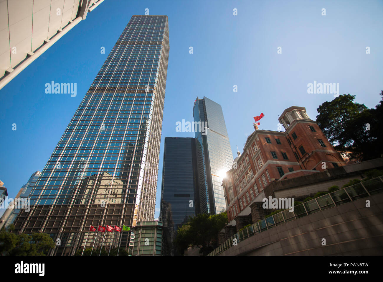 Wolkenkratzer und Gebäude in Hong Kong Stockfoto