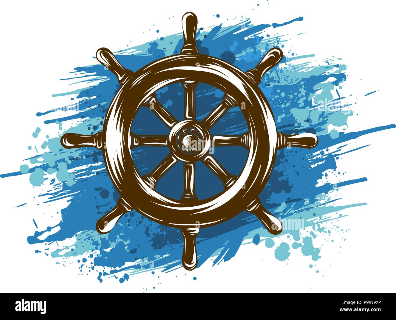 Schiff Rad auf weißem Hintergrund. Nautische Icon Design. Stock Vektor