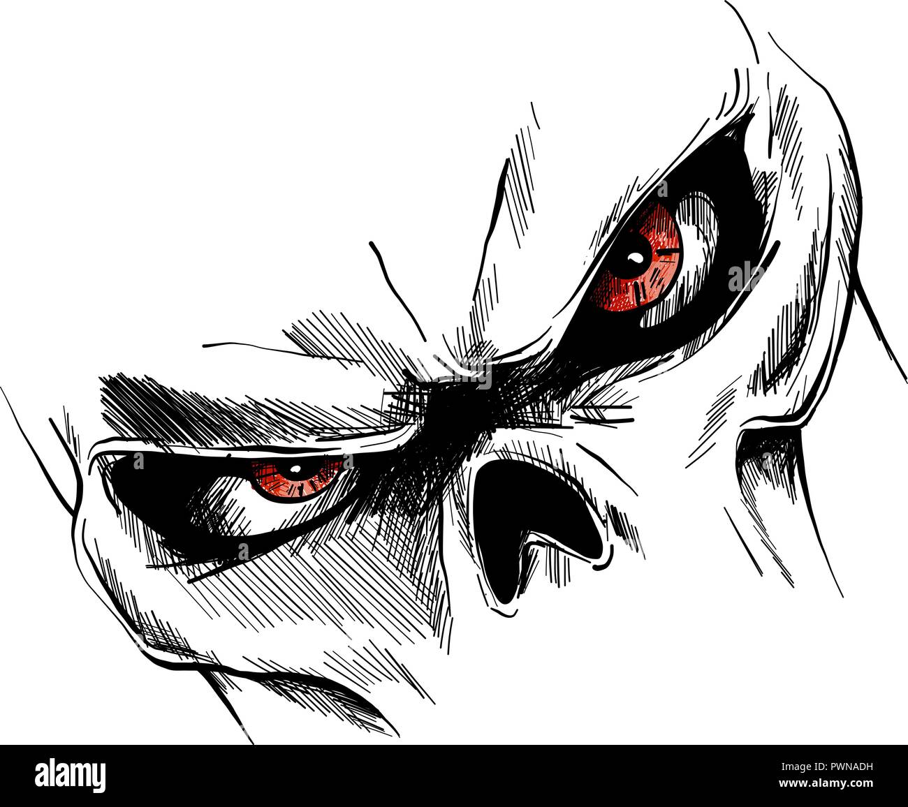 Totenkopf mit roten Augen Cartoon Vektor Bild Stock Vektor