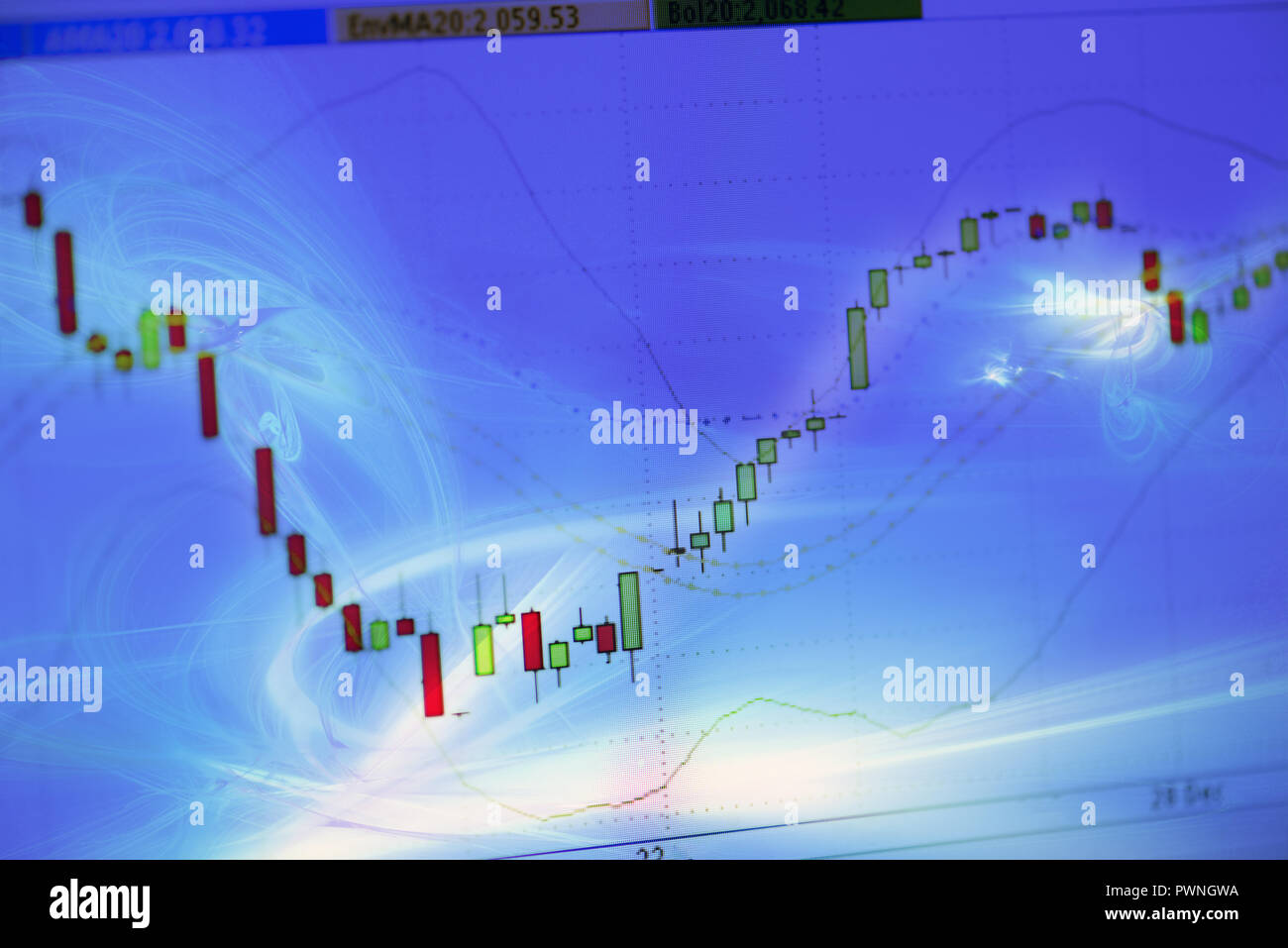 Business Hintergrund Diagramm der Börse auf Bildschirm Stockfoto