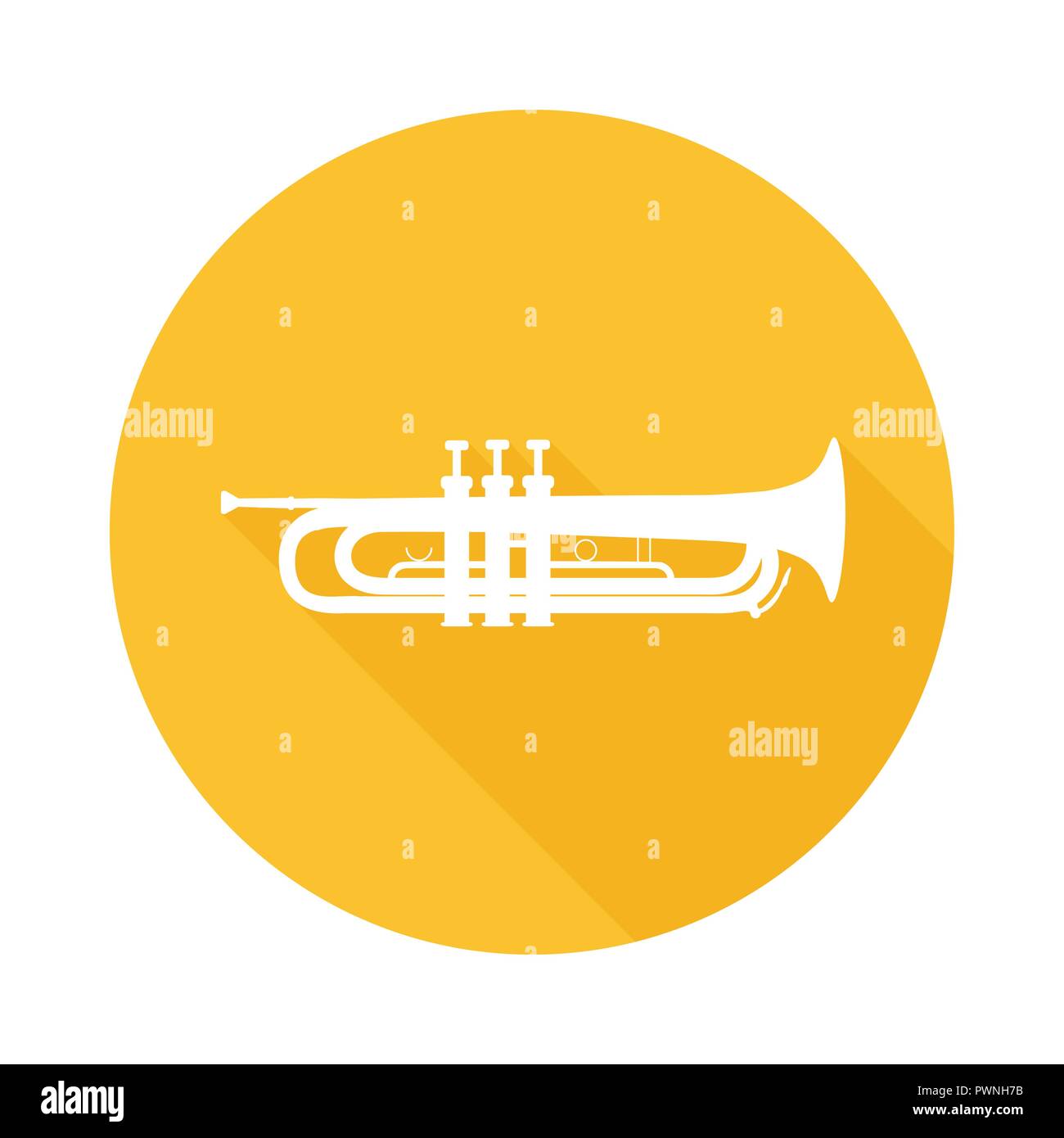 Symbol für Trompete, Vector Abbildung: Messing Musikinstrument isoliert auf Weiss. Mehr Brass Instrumente im Portfolio. Stock Vektor