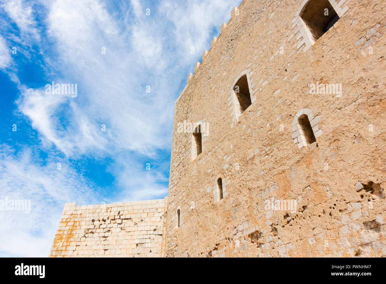 Papa Luna Burg in Peniscola, Provinz Castellon in der Nähe von Valencia, Spanien. Europa. Stockfoto