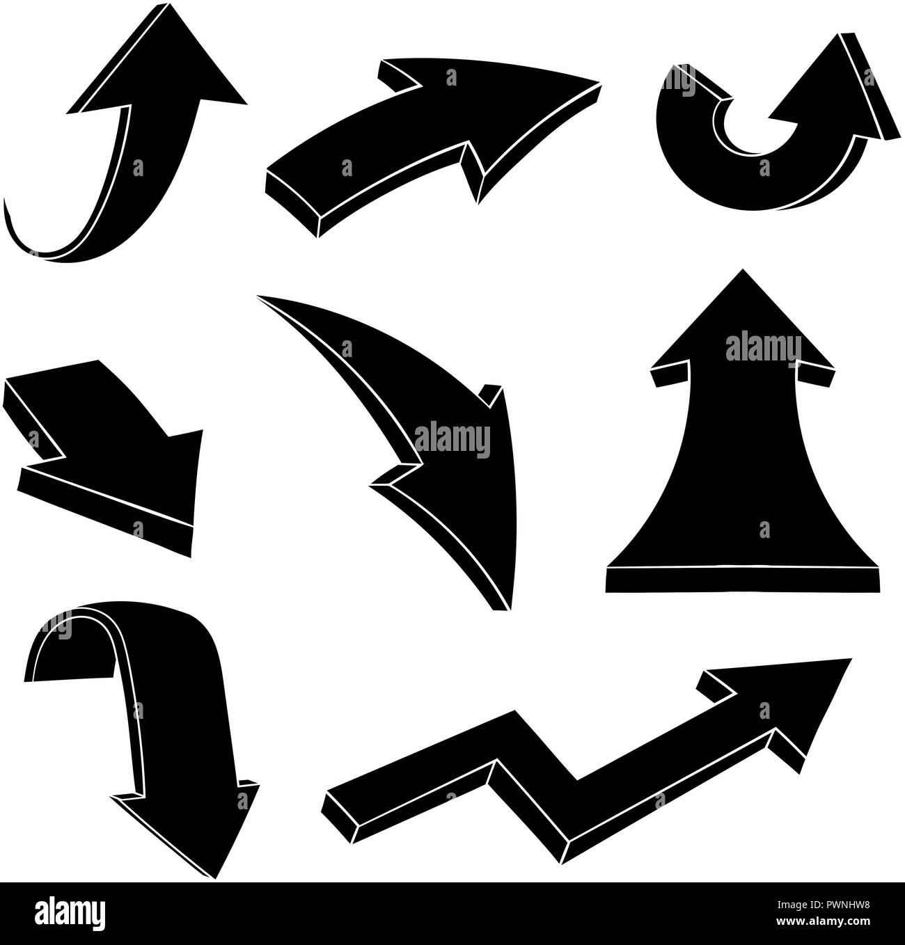 Flache schwarze Pfeile. Einstellen Stock Vektor