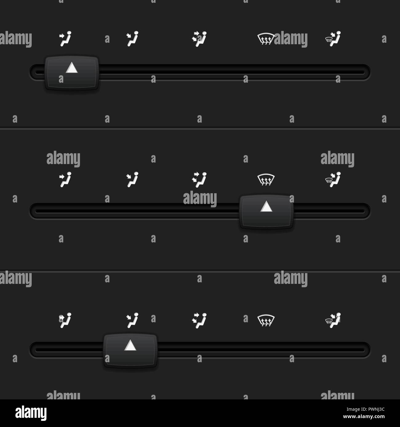 Armaturenbrett Slider. Automatische Klimaanlage. Richtung des Luftstroms Selector Stock Vektor