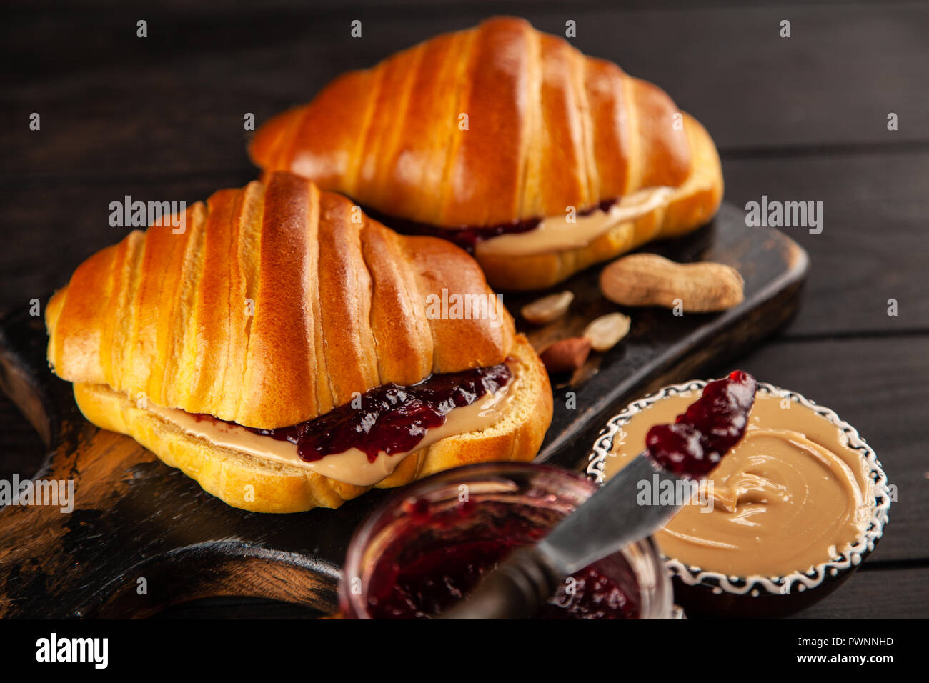 Erdnussbutter und Marmelade-sandwich Stockfoto