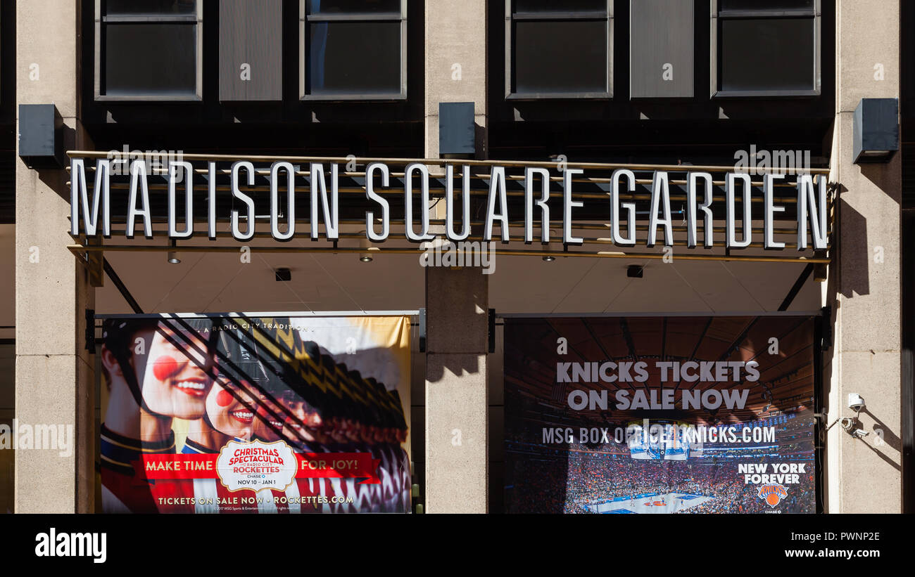 Ein Zeichen Begrusst Besucher Der Madison Square Garden In New York