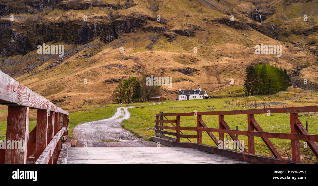 Chnambeithach Bauernhaus, Loch Achtriochtan, Glen Coe, Scottish Highlands, Schottland, Großbritannien, Stockfoto